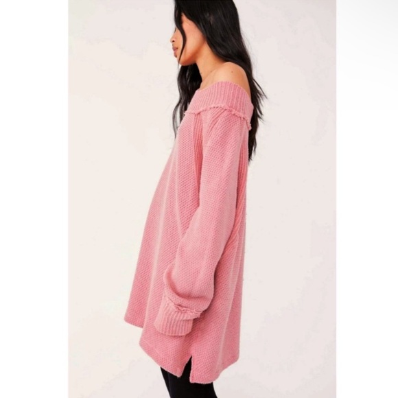 Free People We The Free She's A Keeper Coral Cowl Mock Neck Sweater Sz Med NWT - Picture 6 of 17